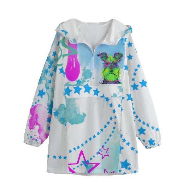 Leichte Regenjacke Fido – Popart Hundemotiv, 100 % Polyester, Unisex, Mix, Mischling, Zwergschnauzer, Schnauzer